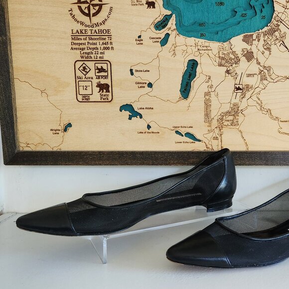 Manolo Blahnik black mesh/leather shoes/ballet flats sz 37 1/2 or US Sz 7.5 - Picture 10 of 10